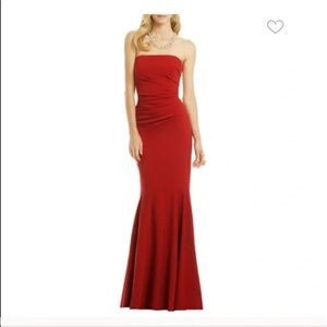 Badgley Mischka Red Strapless Evening Gown, size 4